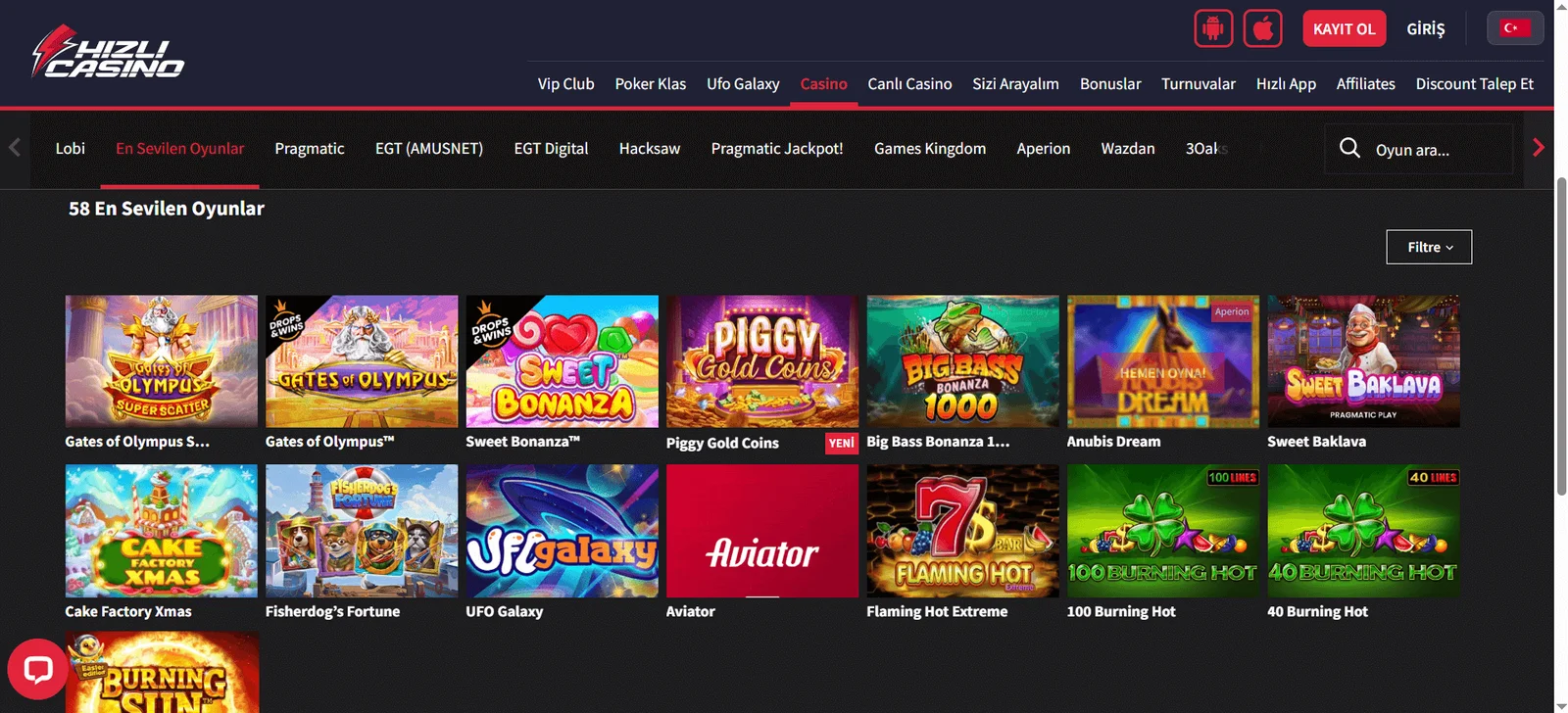 Popüler Masa ve Slot Oyunları